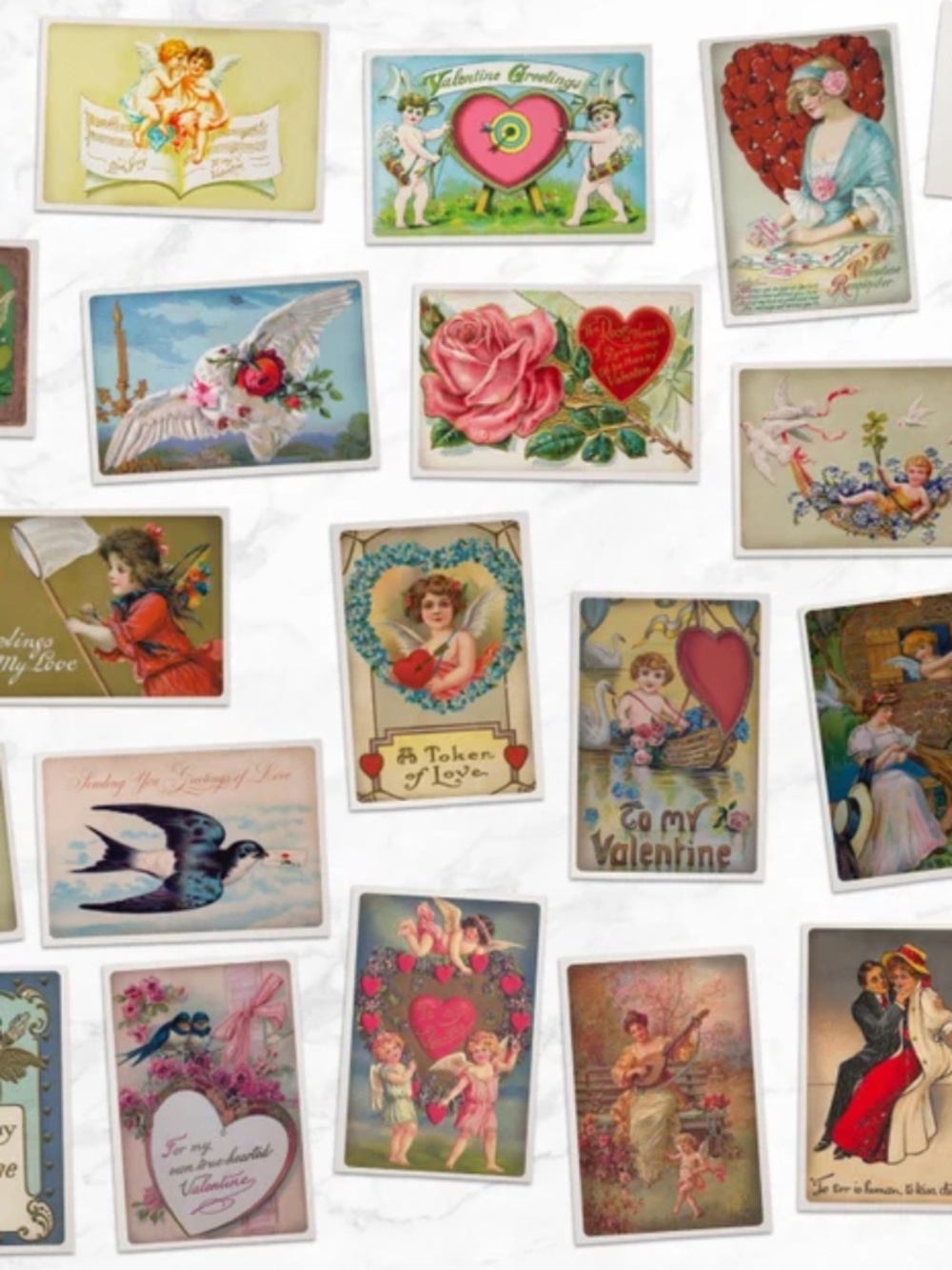 4-Pack of Vintage Retro Love Valentines Postcards - Brand New